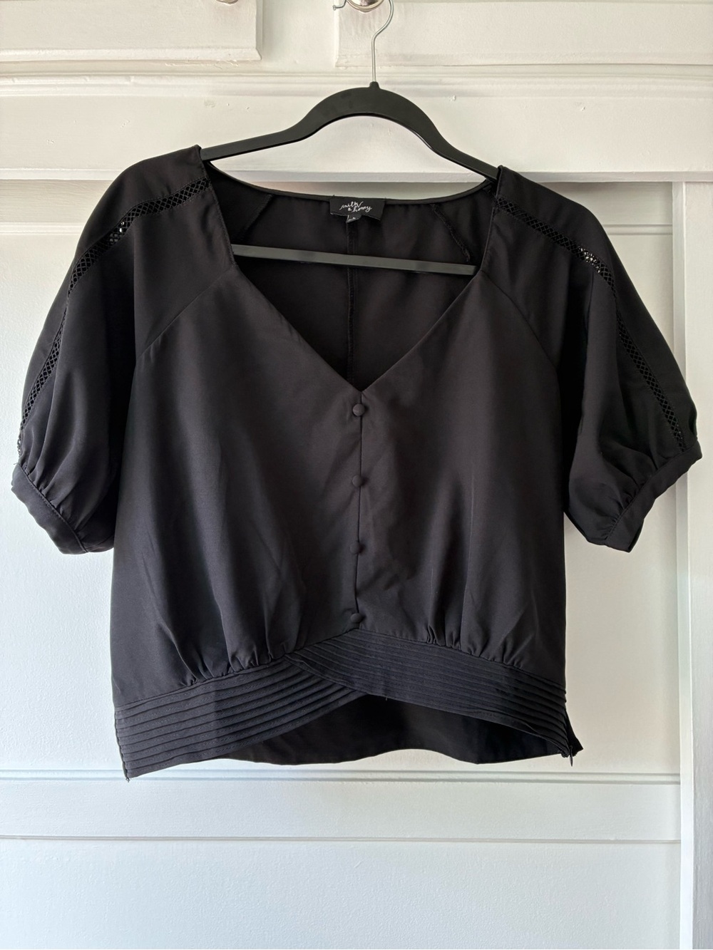 Milk & Honey Black Short Sleeve Top with Lattice Lace Detail